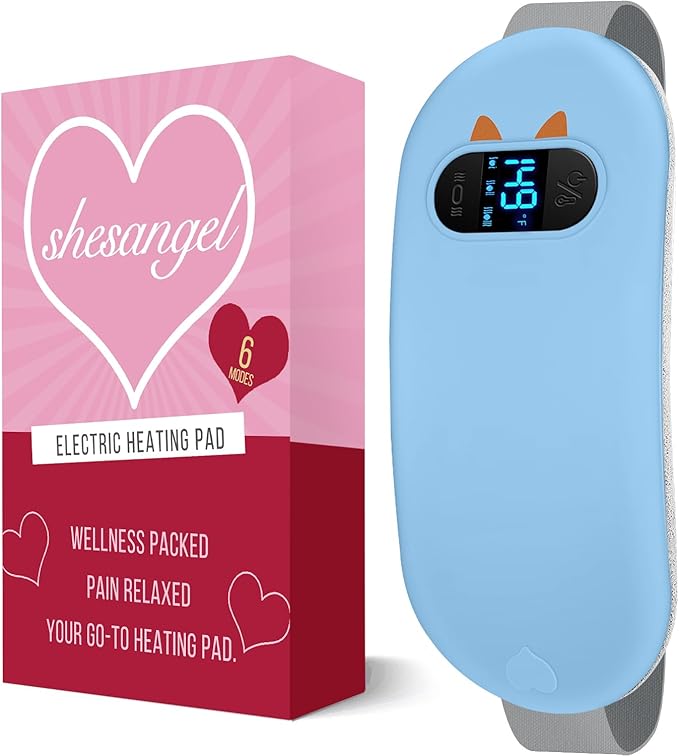 Portable Heating Pad for Period Cramps: Cordless Menstrual Heating Pad with 6 Heat Levels and 6 Massage Modes, 3s Fast Hea...