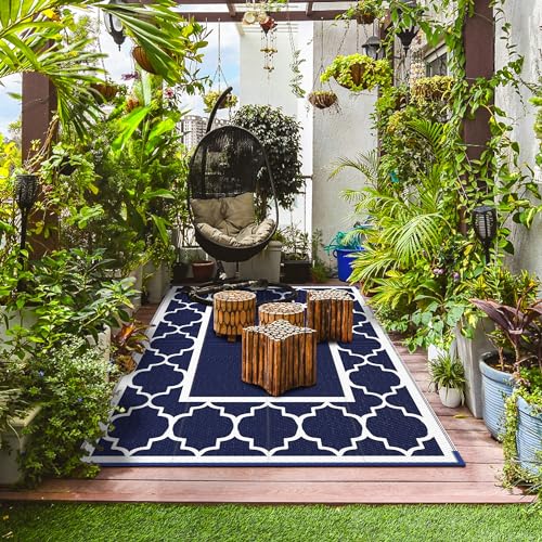 GENIMO 5' x 8' Outdoor Rug Waterproof for Patio Decor, Foldable Reversible Plastic Straw Area Rugs Mat for Camper, Outside...