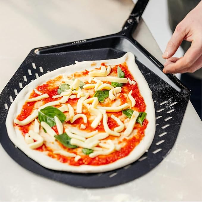 Gozney Balance Placement Peel for 14" Pizzas, Compatible with Arc & Dome Pizza Ovens, With A Perforated Aluminum Blade & Beech Wood Handle