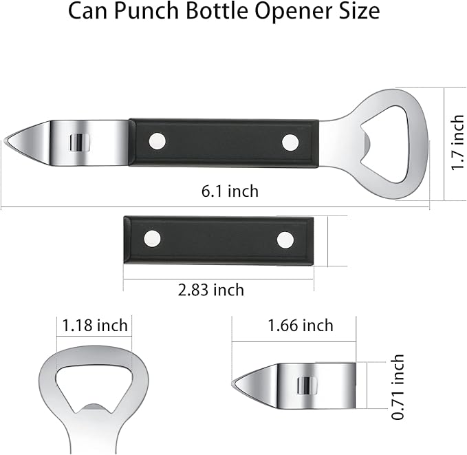 Can Punch Bottle Opener, Manual Stainless Steel Can Opener 3 Pack