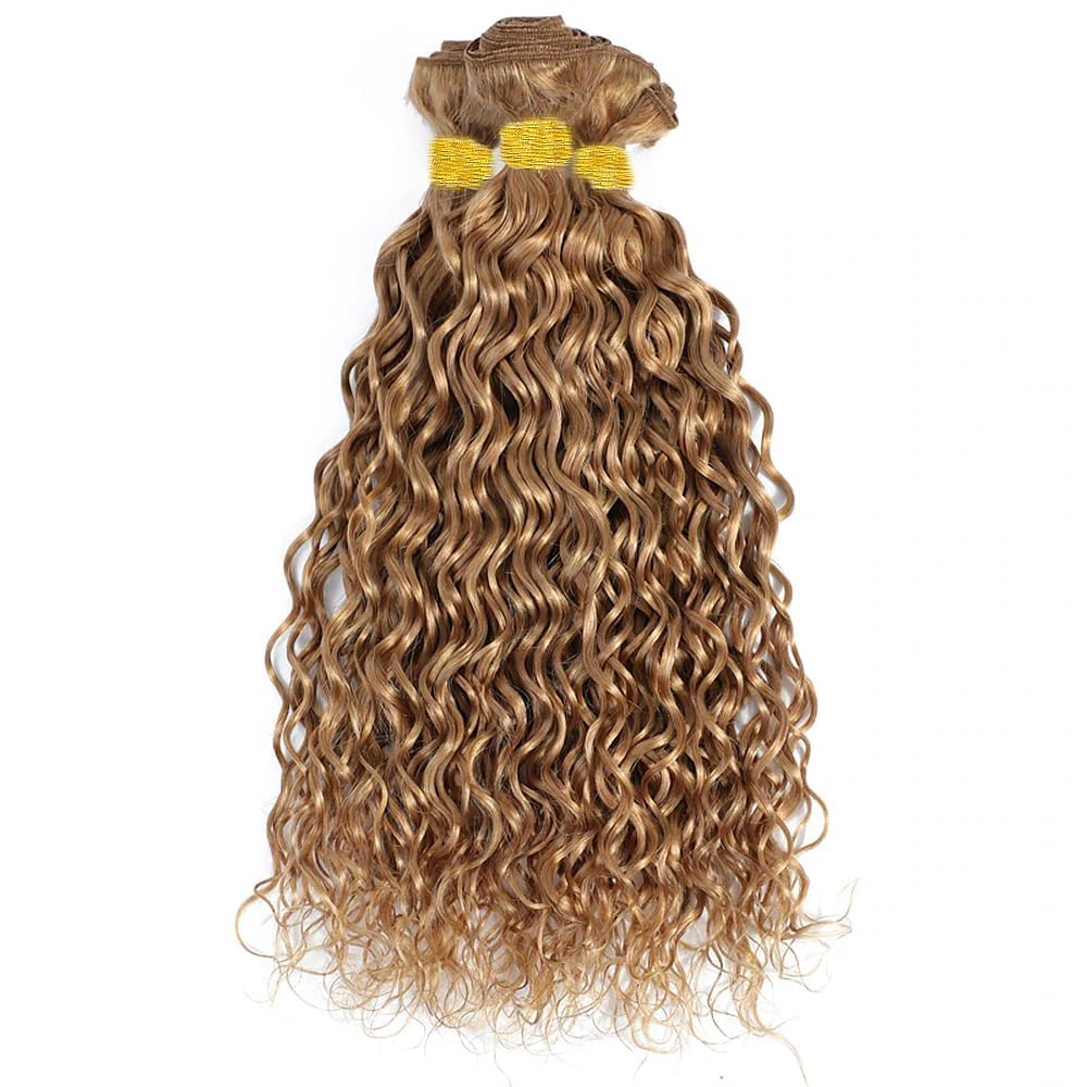 Lagalaga Bundles Human Hair 28 30 32 Inch Water Wave Brown 27 Color Human Hair Bundles Unprocessed Brazilian Virgin Hair Quick W