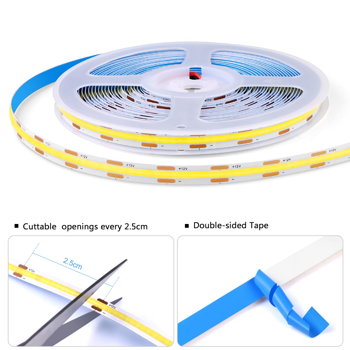 Tlinkosta Cabinet Light Cob Led Strip Lights 6-In-1 Dimmable Touch Control For Display Cabinets  Wardrobes  Kitchen  Wine Cabinets  Showcase & Shelf Lighting (White Light  3.3Ft)