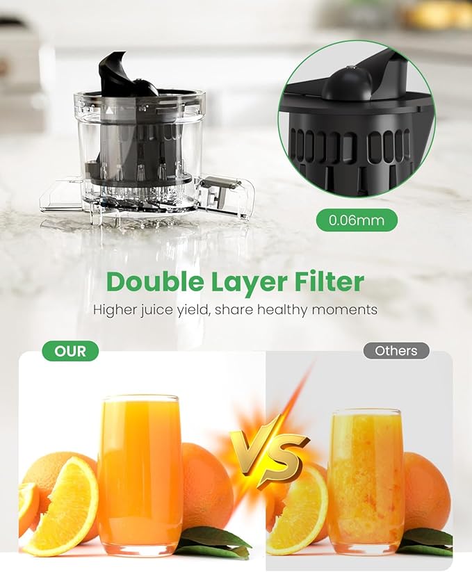Kismile Cold Press Juicer, Juicer Machines Vegetable and Fruit, 4.35" Wide Feed Chute, Slow Masticating Juice Maker with Reverse Function, Electric Juicers Easy to Clean, Stainless Steel Juicer