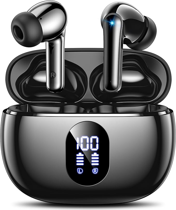 wyness Wireless Earbuds Bluetooth 5.3 Ear Buds, Hi-Fi Stereo Bass Ear Buds with 48H Playtime & LED Display, Lightweight i...