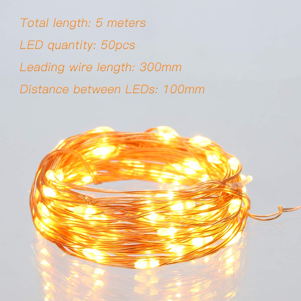 Ariceleo LED Fairy Lights, 4 Pack Mini Battery Powered, 5m Warm White Copper Wire, Model MRS-US-N-5M-4, Perfect for Decoration