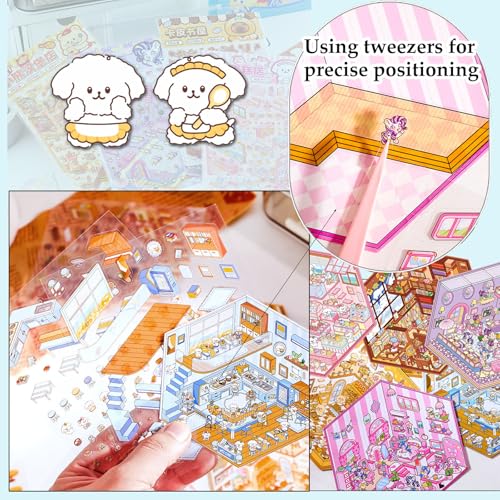 DIY 3D Sticker Scene, 6 Sets of Stickers for Girls Make Your Own Mini Room Scene Stickers for Kids Cute Kawaii Sticker The...