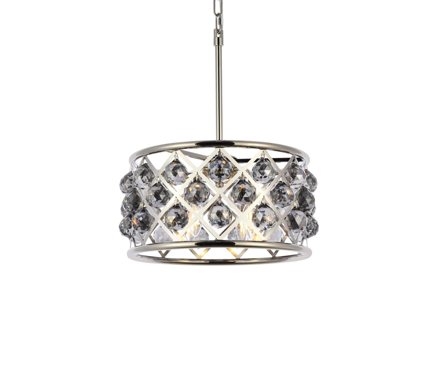 Elegant Lighting Madison Collection 4-Light Pendant Lamp, 16in Depth x 9in Height, Polished Nickel Finish, Silver Shade, Model 1214D16PN-SS/RC