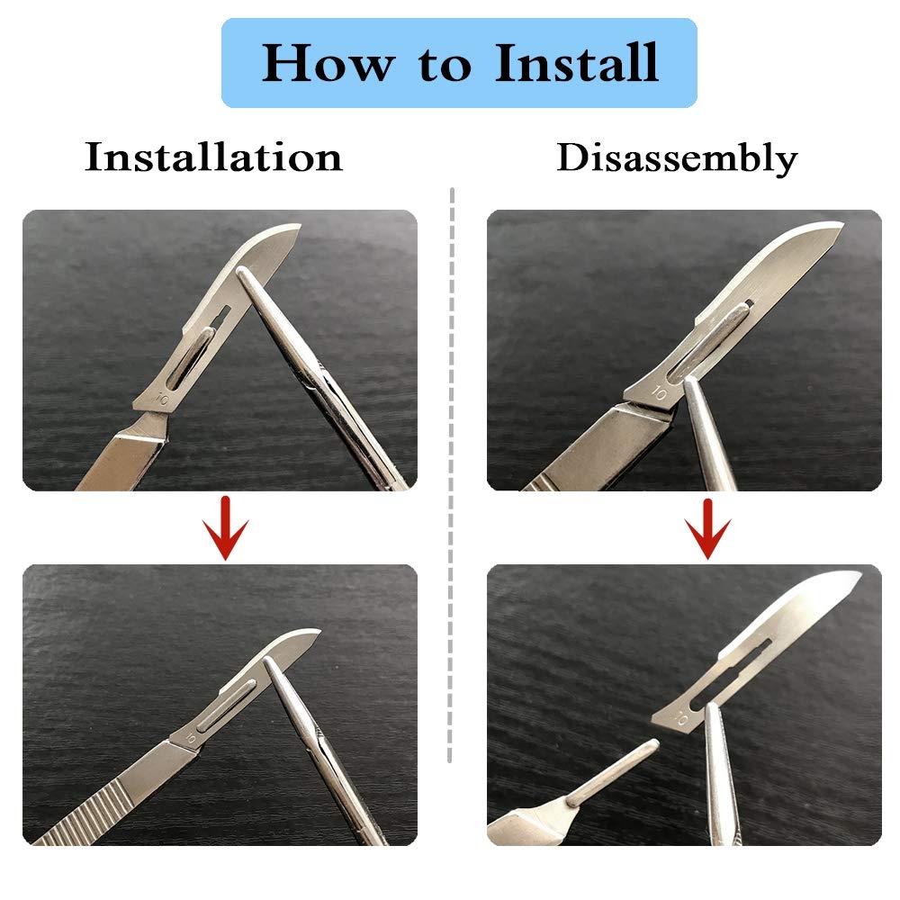 LabAider Surgical Grade Blades #11 10pcs Sterile with #3 Scalpel Knife Handle for Biology Lab Anatomy, Practicing Cutting, Medical Student, Sculpting, Repairing