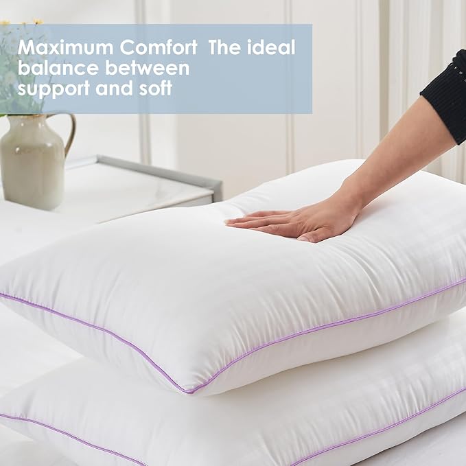 Pillows King Size Set of 4,Breathable Hotel Collection Bed Pillows for Sleeping Medium Firm Down Alternative Microfiber Filled,20 x 36 Inches