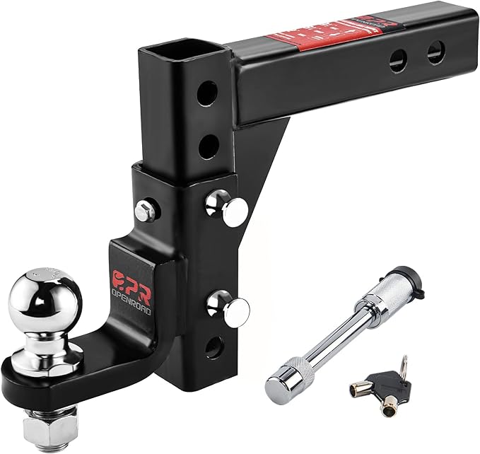 OPENROAD Adjustable Trailer Hitch Ball Mount - Fits 2-Inch Receiver, 2" Tow Balls, 7500lbs, 9-1/2" Drop/ 8-1/4" Rise, Heav...