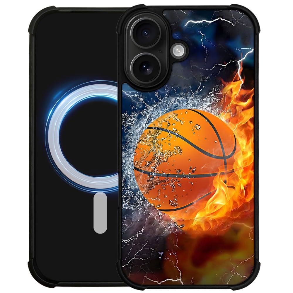 DAIZAG Case for iPhone 17,[Compatible with Magsafe] Air-Guard Corners Shockproof Soft Phone Cover for Boy Men Gift,Ice Fire Bask