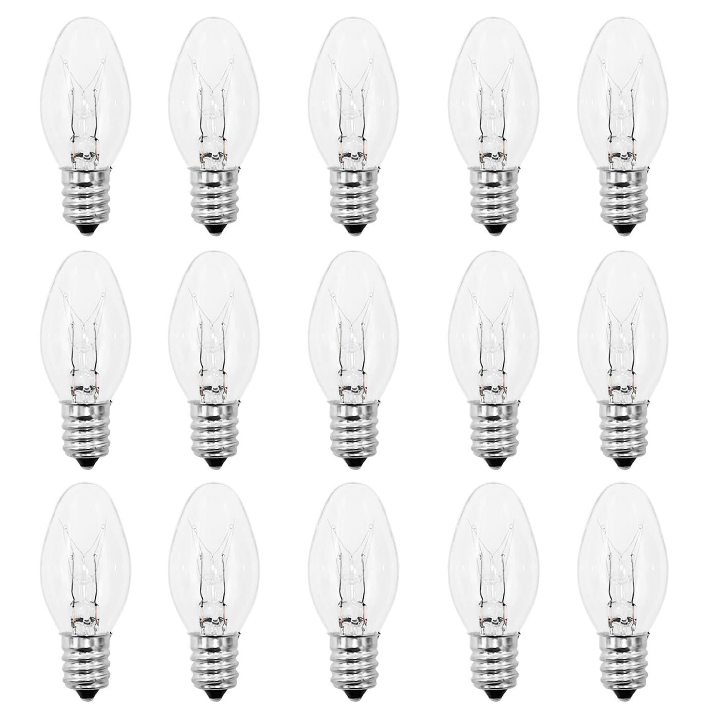 PaeorRorL Wax Warmer Bulbs, 15 Pack, 15 Watt C7 E12 Base, Compatible with Scentsy Plug-in Warmers, 120 Volt