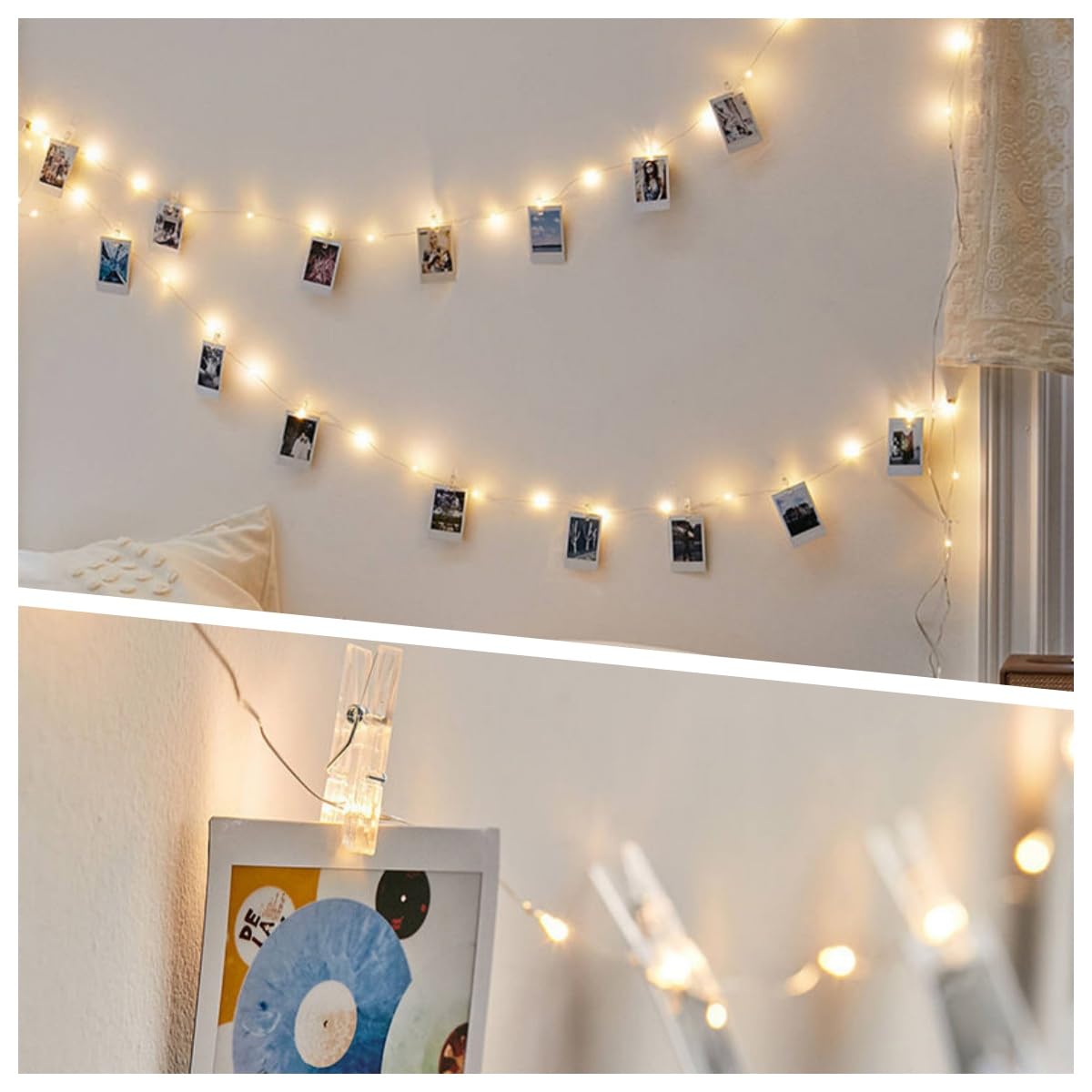 Microwear 100 LED Fairy String Lights, 10M Warm White, USB/Battery Powered, 8 Modes, Remote Control for Bedroom & Wedding Décor