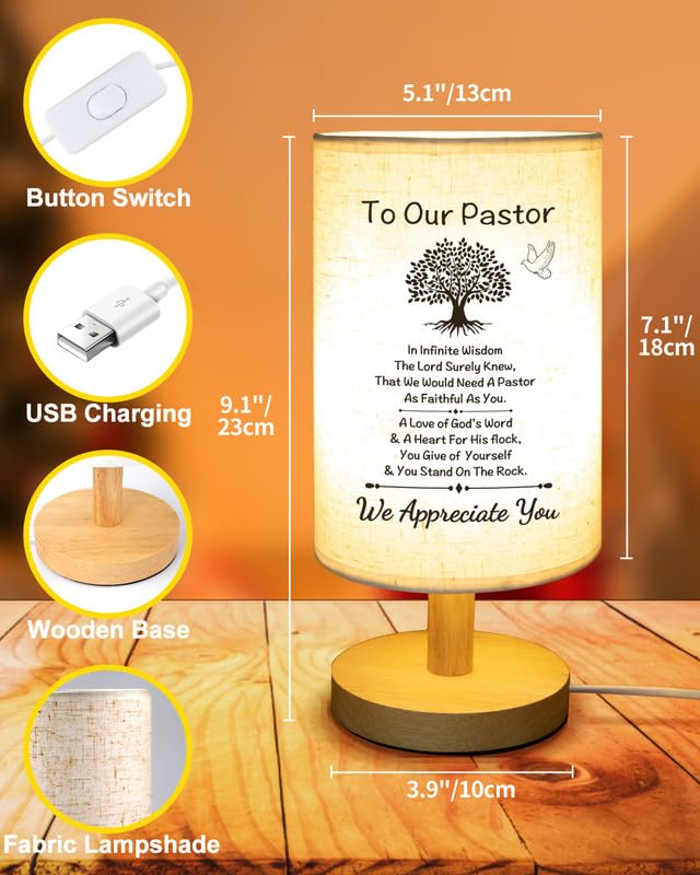 Souhoney Pastor Appreciation Gifts - Unique Pastor Gifts For Men For Pastor Day  Christmas  Birthday  Anniversary  Fathers Day  Fabric Bedside Decor Lamp