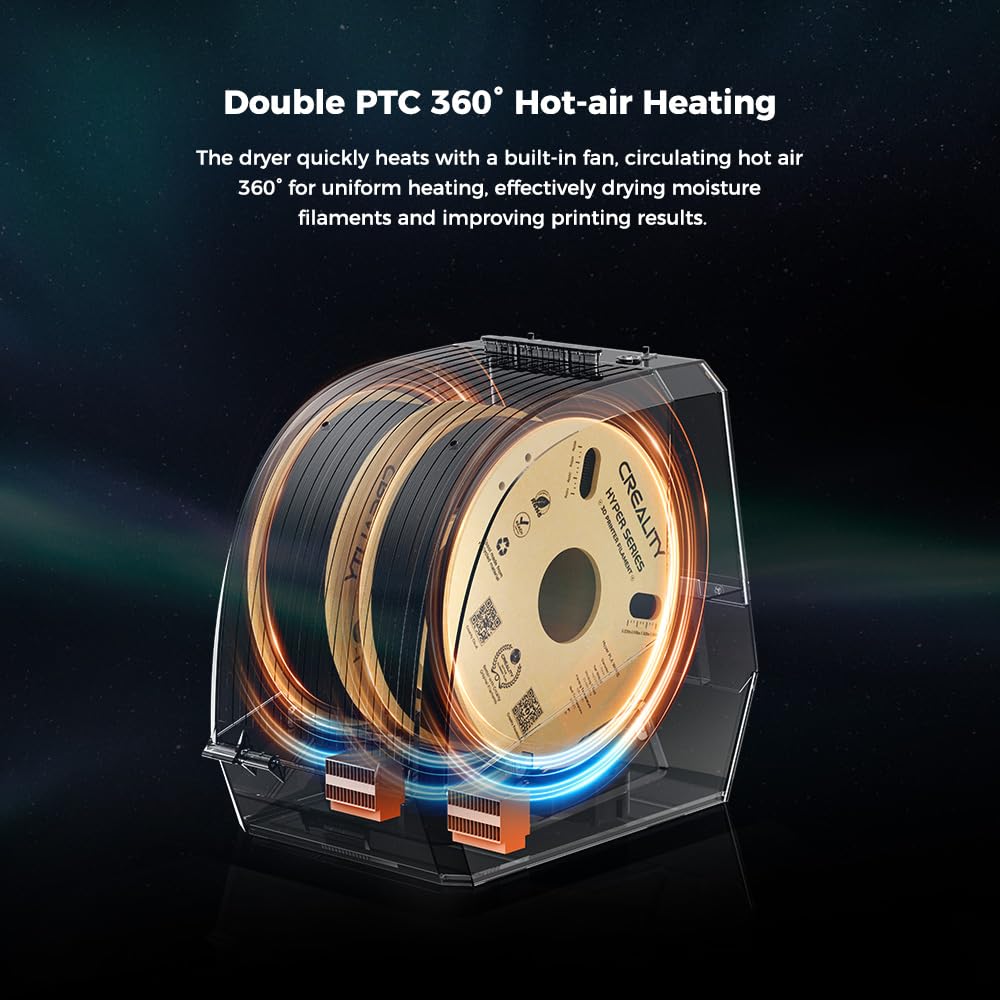 Creality Filament Dryer Box,Dual-Spool Creality Space Pi Filament Dryer Plus with 360° Fast Heating & PTC Heater,4" Touch Screen,Compatible PLA,Silk PLA,ABS,PETG,TPU,Nylon,ASA,PC,PA & More