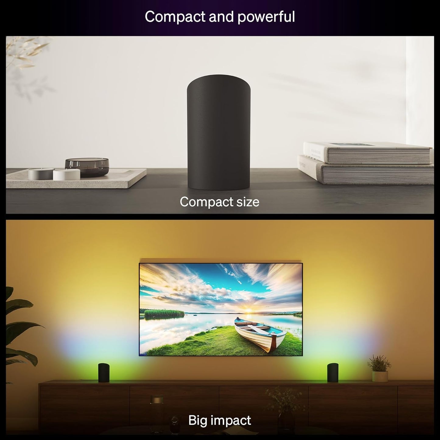 Philips Hue Play Smart Wall Washer LED Lights, 2-Pack, Black, Model 592022, ColorCast Technology, Bluetooth Compatible