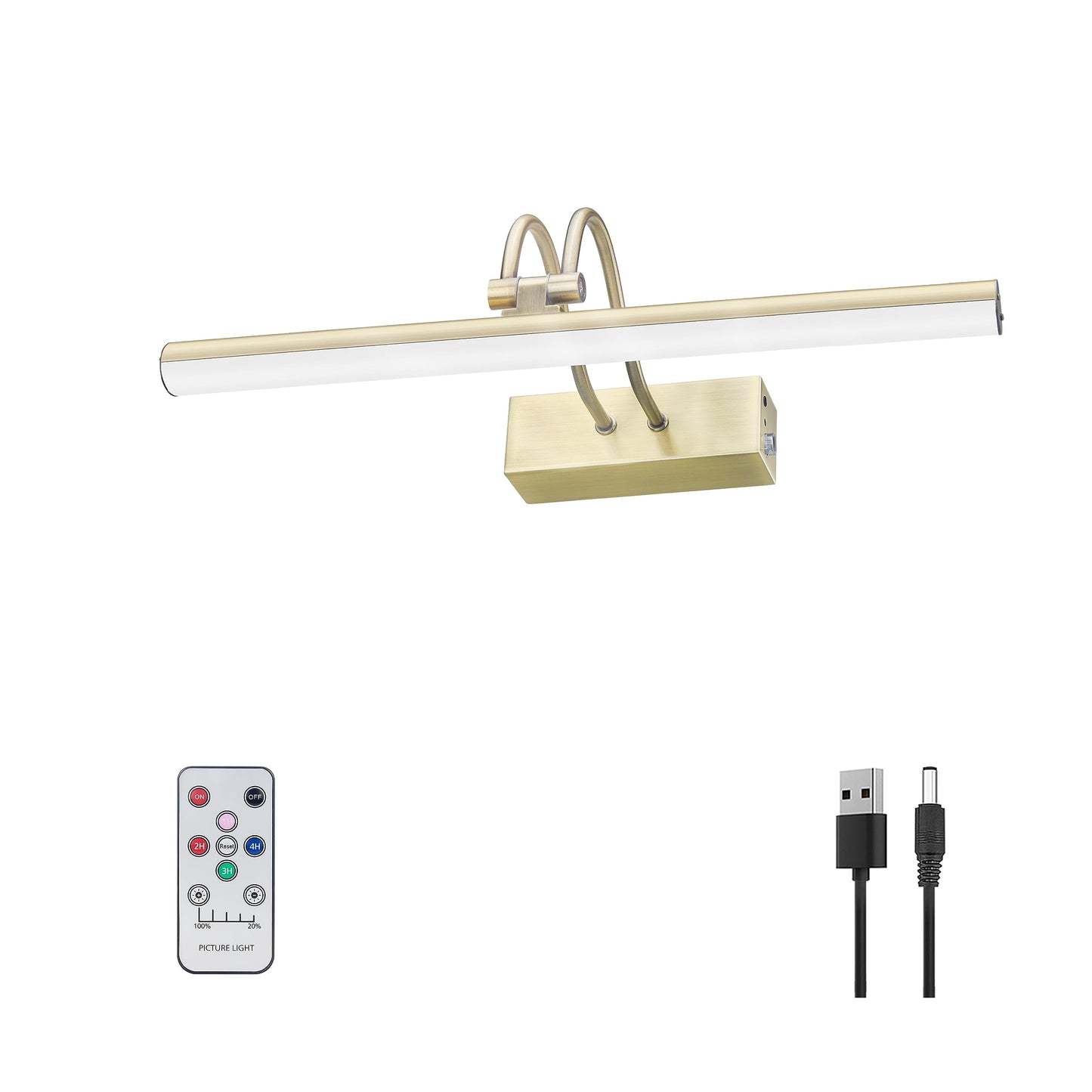 Raifoolly Picture Light - 13In Battery Operated Art Light, Dimmable With Timer, Antique Brass, Model Rf00289