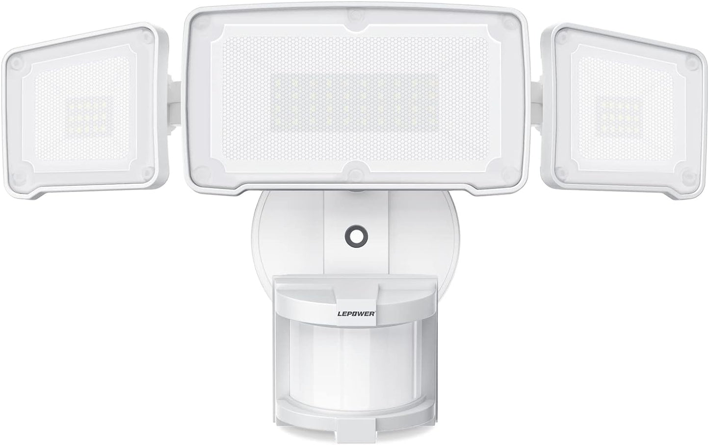 LEPOWER LED Security Light, 38W 4200LM, 5500K, IP65 Waterproof, 3 Head Motion Sensor, Outdoor, White, Model YY02A-WH