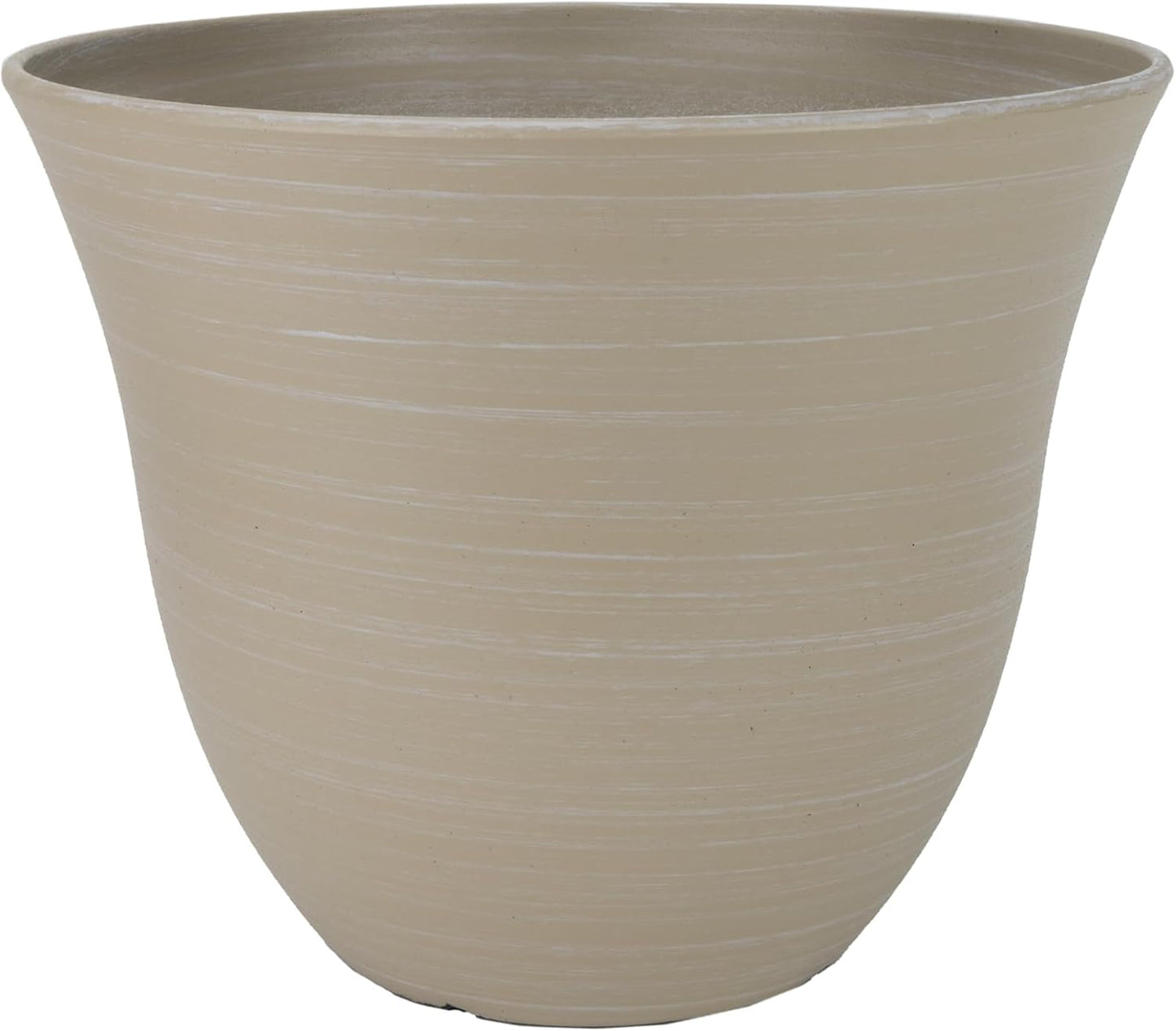 Classic Home and Garden Honeysuckle Resin Planters - Lightweight Indoor & Outdoor Plant Pots - UV-Resistant Plastic Flower Pots - Pot Planters for Flowers & Herbs (15" Grained Beige)