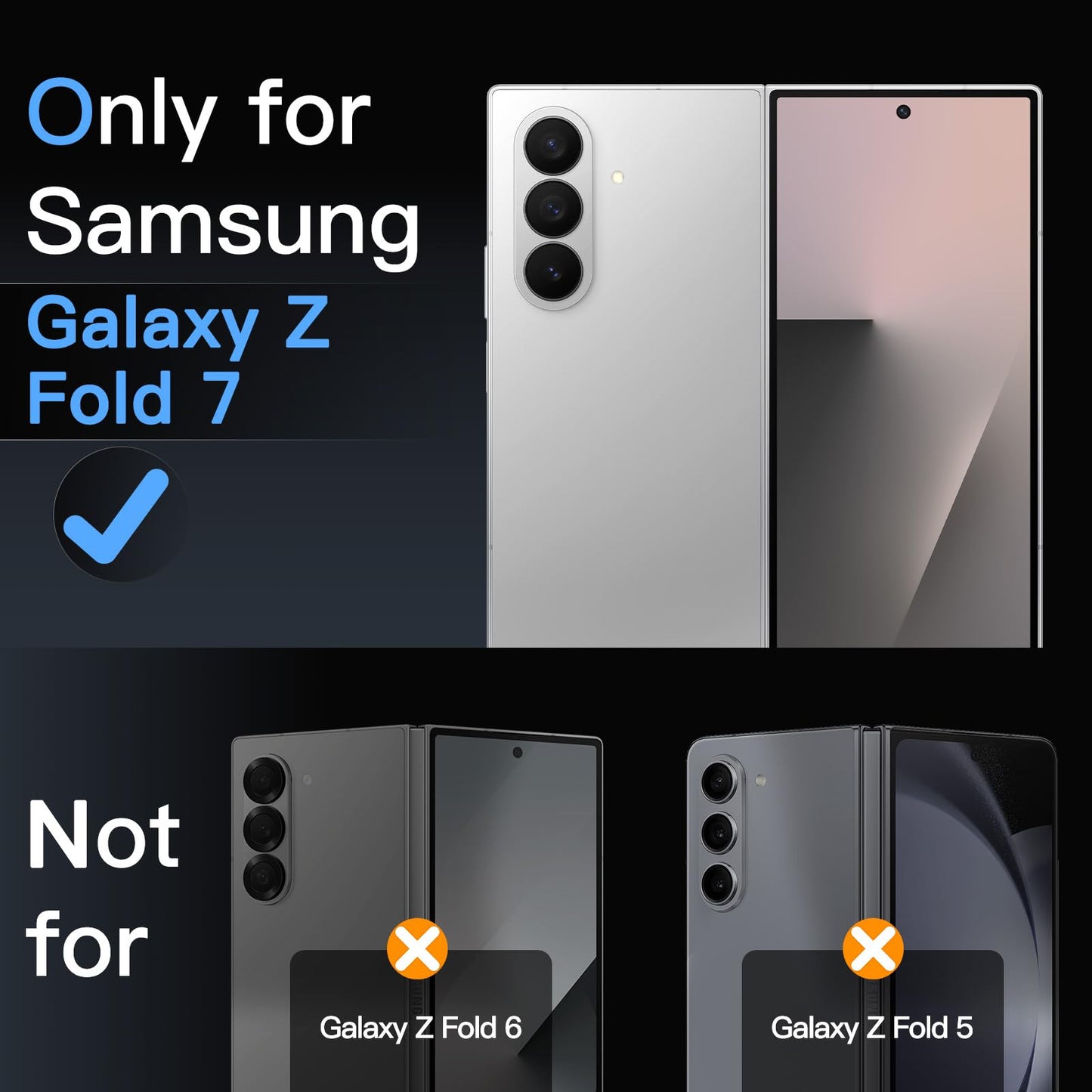 Jetech Front Screen Protector For Samsung Galaxy Z Fold 7 2025 With Camera Lens Protector, Easy Installation Tool, 9H Tempered G