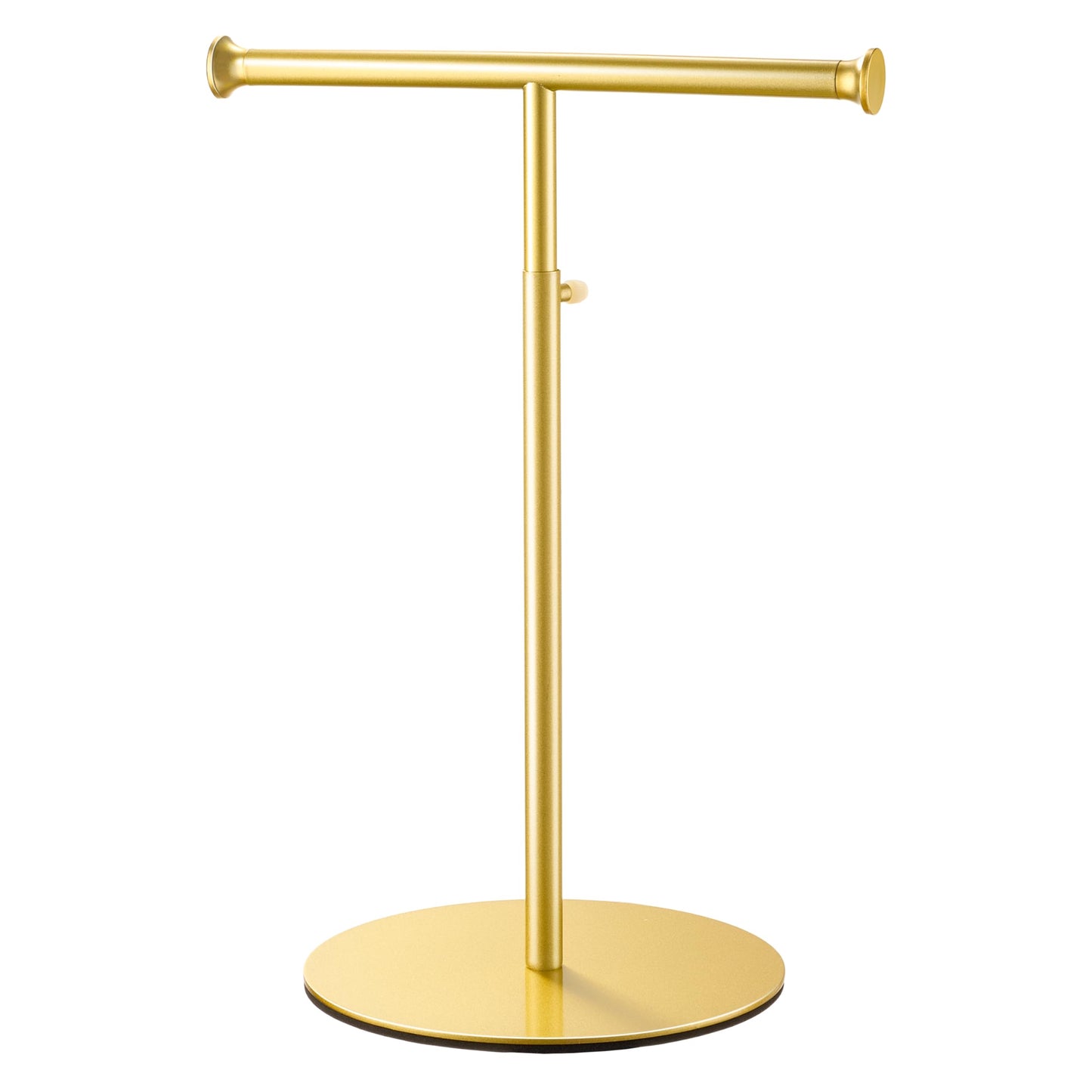 niffgaff T Bar Purse Display Stand Tabletop: Adjustable Height Handbag Holder, Countertop Hanging Rack for Long Necklace Scarf Lanyard, Gold