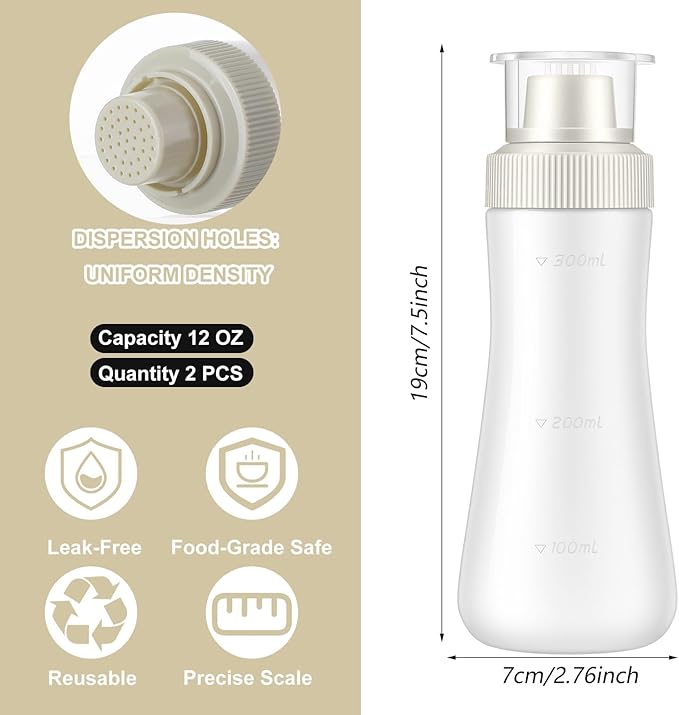 2 Pcs Cake Syrup Dispenser, 350ml/12oz Sauce Bottles Graduated Plastic Squeeze Bottle with Sealing Lid Reusable Baking Tools for Honey Ketchup BBQ Salad Dressing