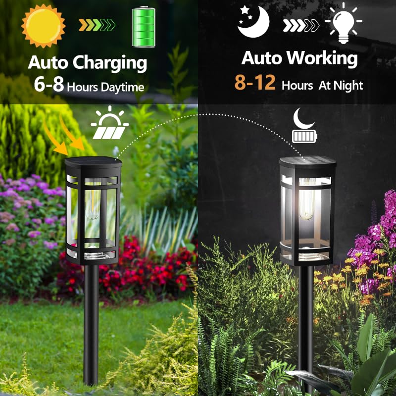 Excmark 8 Pack Solar Lights Outdoor Waterproof For Garden Pathway Walkway Driveway Yard Lawn Decorative Landscape Lighting. (Cool White Light  8)