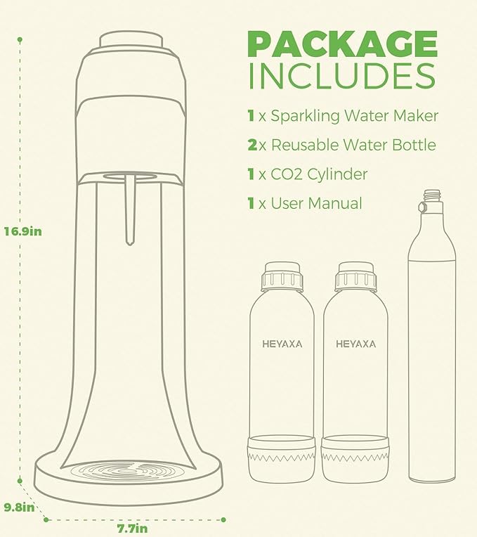 Sparkling Water Maker, Soda Maker Machine for Quickly Creating Refreshing Soda, Includes 2x BPA-Free 1L Carbonation Bottle, Compatible with 60L CO2 Carbonator (Pearl White)