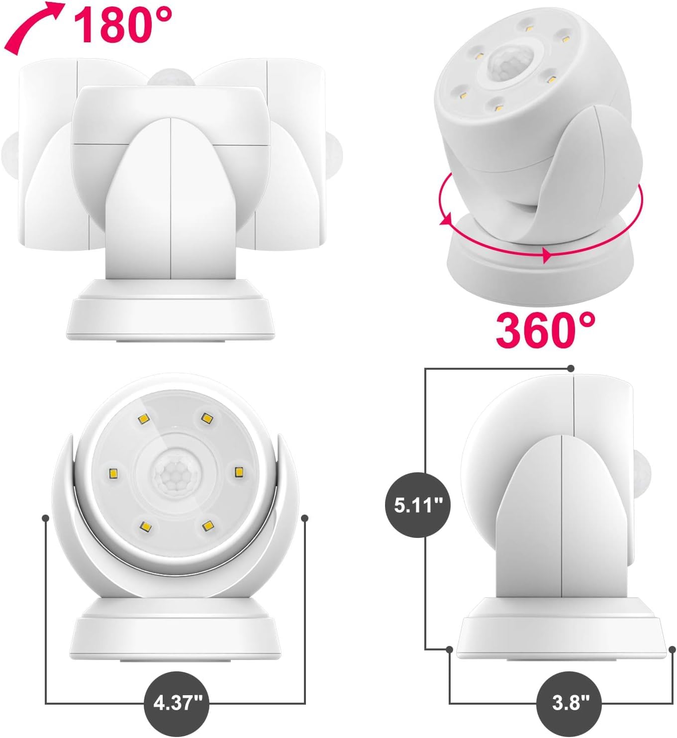 BIGLIGHT Battery Operated Motion Sensor Spotlight, Wireless LED Flood Light, 200 Lumens, Large Size, White, Model B1005M-W UK