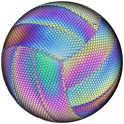 EVZOM Glow in The Dark Volleyball Size 5, Reflective Glowing Leather Volleyballs -Gift for Kids, Men, Women Indoor Outdoor...