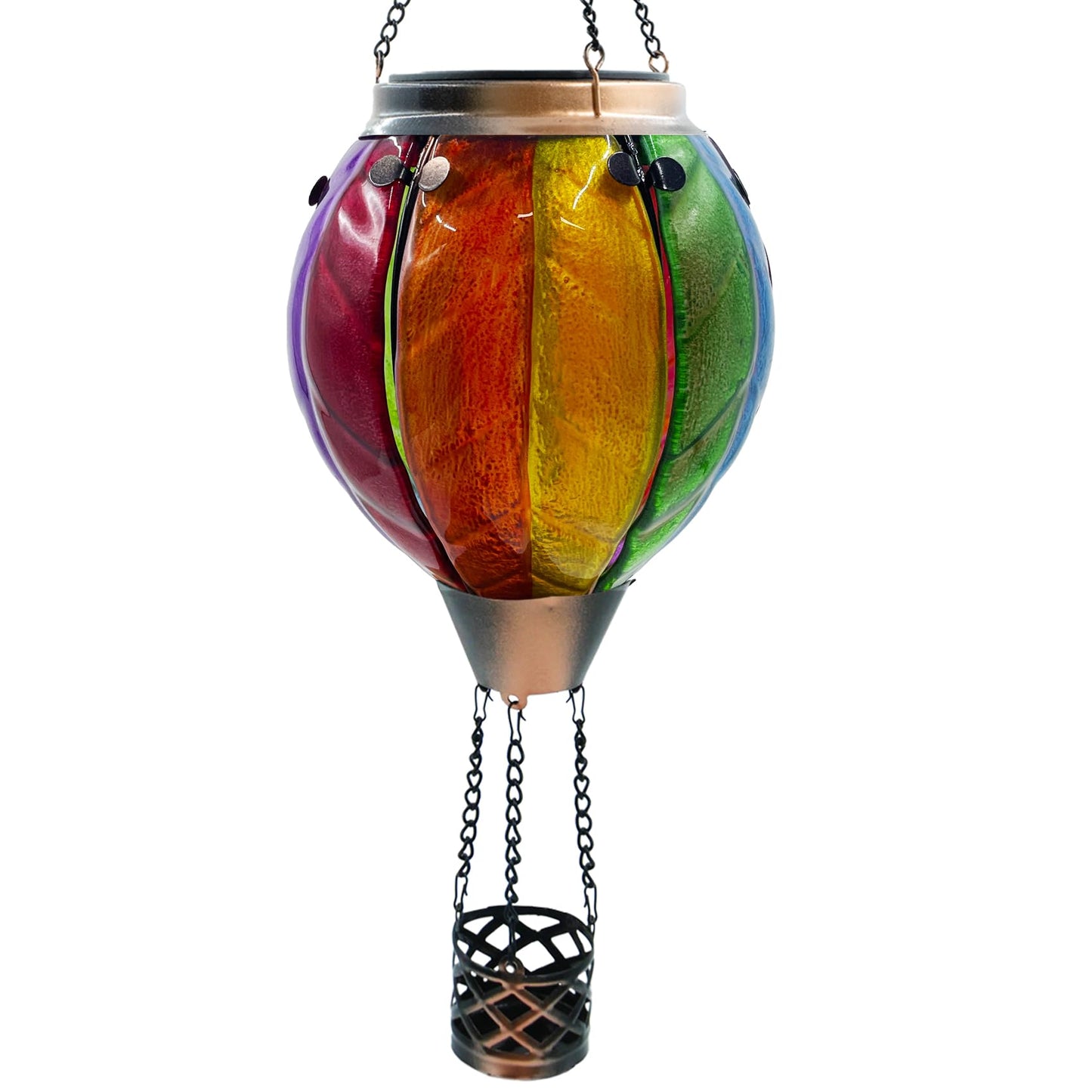 teyigarden Solar Lantern Glass Hot Air Balloon Waterproof Colorful Outdoor Light