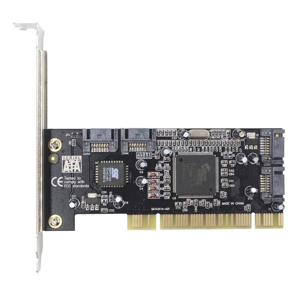 Godshark 4 Ports Pci Sata Raid Controller Internal Expansion Card With 2 Sata Cables, Pci To Sata Adapter Converter For Desktop