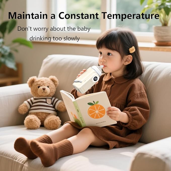 Portable Baby Bottle Warmer 4-in-1 Fast Heating Baby Milk Warmer for Breastmilk or Formula with Heating Warm Milk Constant and Warm Water Function (White)