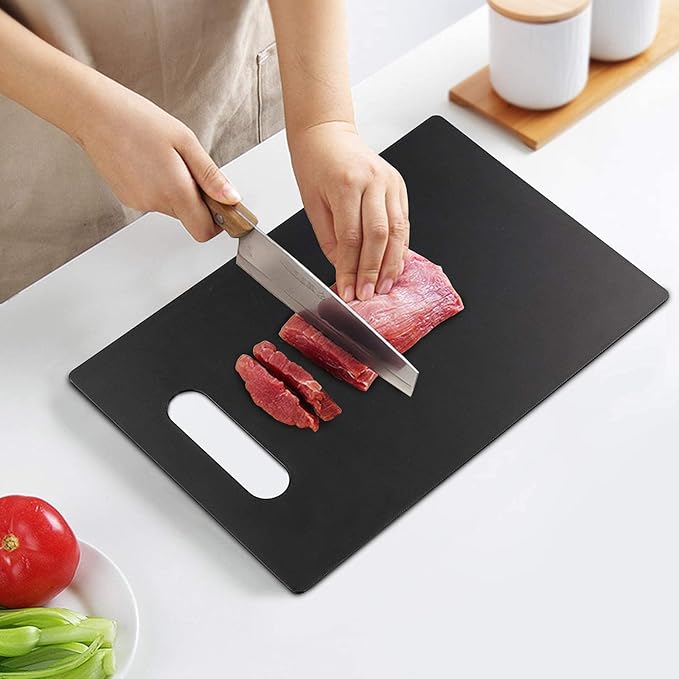6 Packs Plastic Cutting Board Mats for Kitchen, Chopping Board Set, Black