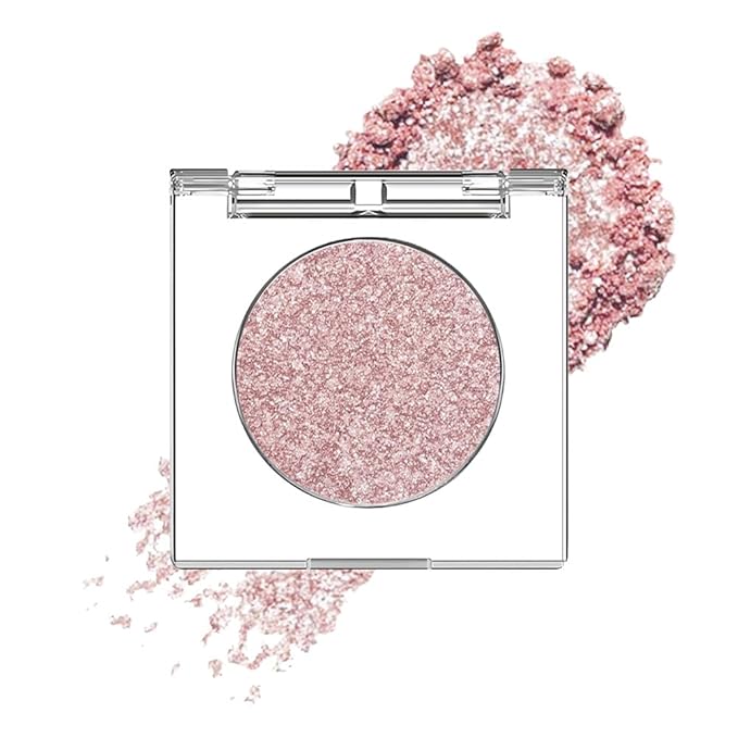 Glitter Shimmer Sparkle Eye Shadow Palette Makeup for Women, Shimmer Rose Gold Pink Glitter Metallic Holographic Iridescent Cream Iridescent Single Monochrome Eyeshadow Makeup