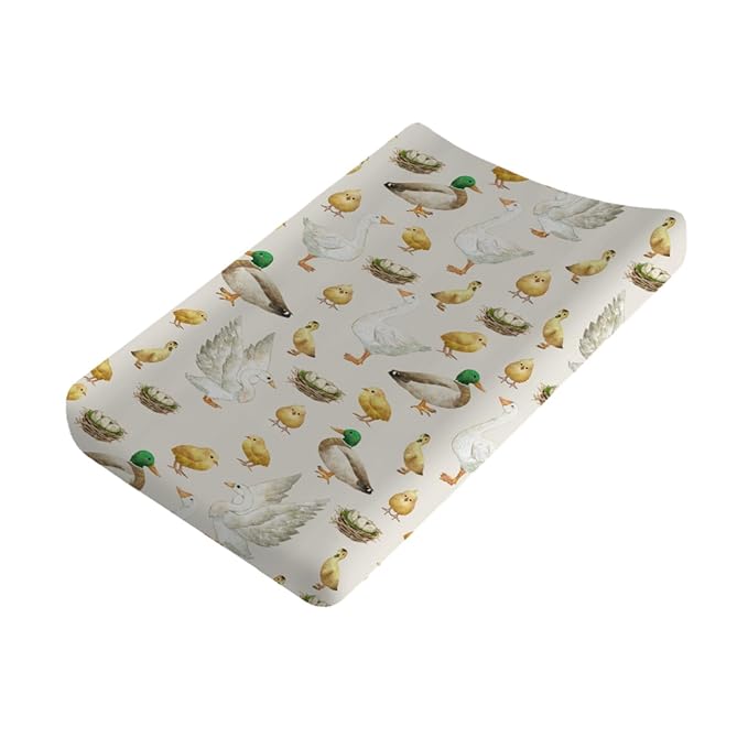 Watercolor Farm Birds Ducks Eggs Baby Changing Pad Cover Sheets for Boy Girl 32''x16'' Farm Animals Unisex Fitted Changing Table Sheets Comfort Soft Breathable Nursery Change Table Mats