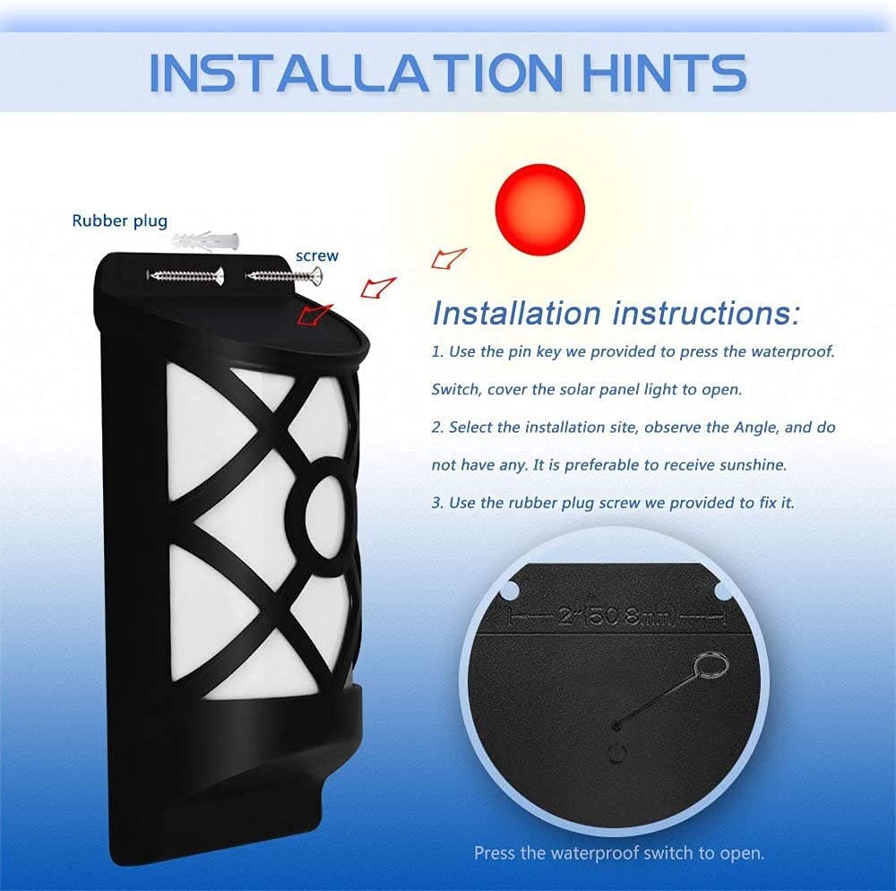 Aityvert Solar Flame Lights Outdoor, 66 LED Waterproof Flickering Lights, 4 Pack, Black, Model YU9605-6