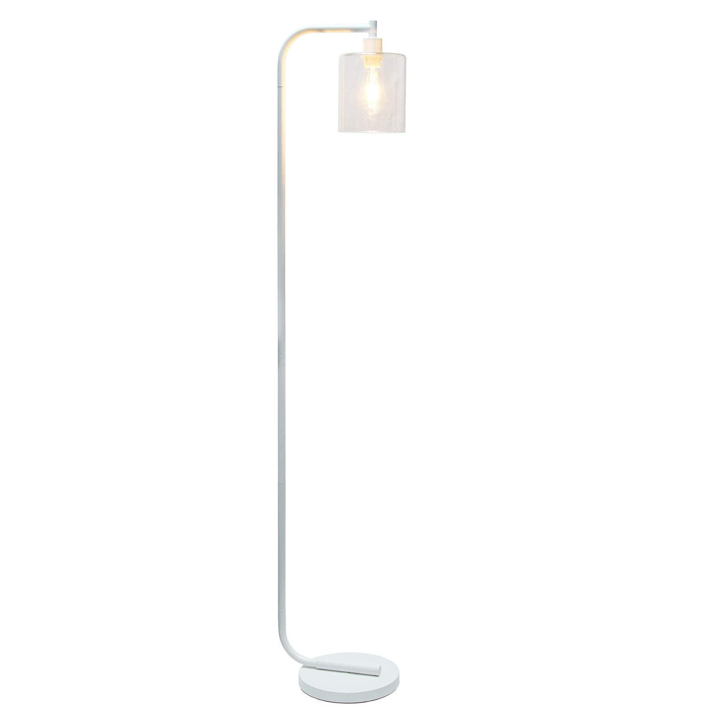 Simple Designs Floor Lamp - Antique Style Industrial Iron Lantern, White, 12 x 10 x 63, Model LF1036-WHT