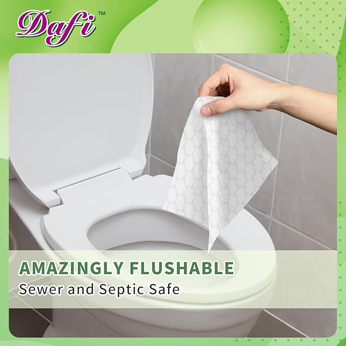 DAFI Flushable Wipes for Adult Wet Wipes, Total 240 Unscented Toilet Wipes Flushable, No Alcohol & 100% Plant Based Fibers, Septic and Sewer Safe Pack of 3