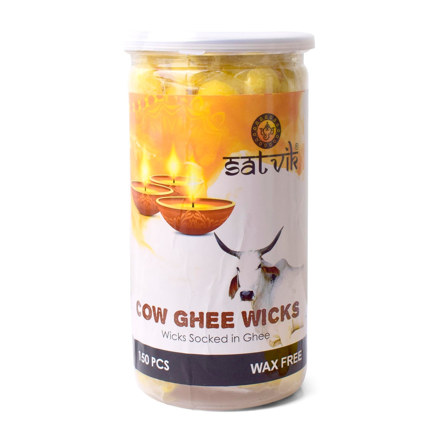SATVIK Pure Cow Ghee Wicks for Puja Pooja Without Wax for Home and Mandir. Readymade Cow Ghee Jyot Jyoti for Nitya Daily Pujan I