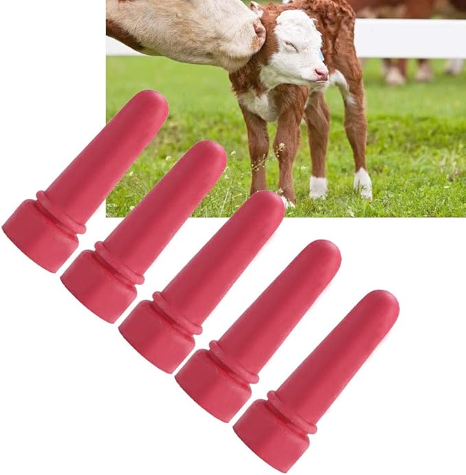 Calf Milk Drink, 5pcs Animal Feeding Supplies Little Cow Calf Milk Nipple 6.9cm Length Rubber Milk Drink Nipples