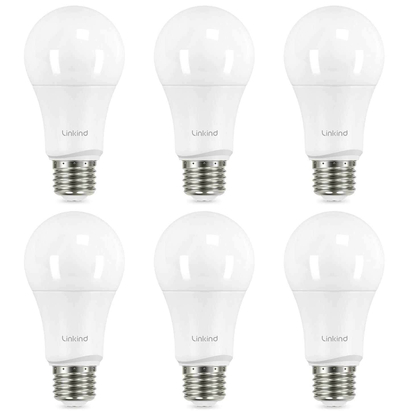 Linkind Dimmable A19 Led Light Bulbs, 100W Equivalent, 5000K Daylight, Pack Of 6, E26 Base, 1600 Lumens, Ul Listed
