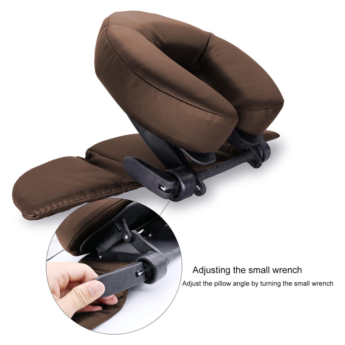 TRENDBOX Face Down Tabletop Massage Kit Adjustable Headrest Pillow - Dark Brown