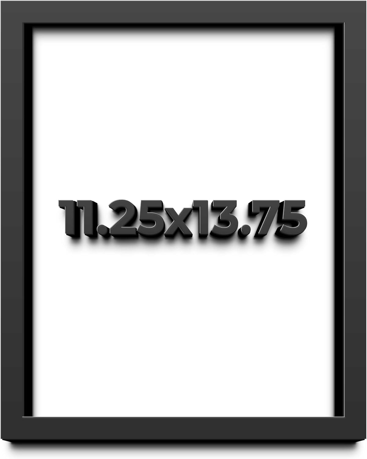11.25x13.75 Shadow Box Black Solid Wood Display Frame with White Acid-Free Backing UV Acrylic & Hanging Hardware - with 3/4" Usable Depth