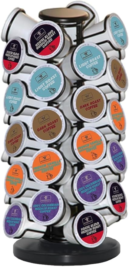 K Cup Holders,K Cup Holder, K Cups Holder,K Cup Carousel, Coffee Pods Holder Storage Organizer Stand (Black, 40 Pods Capacity)