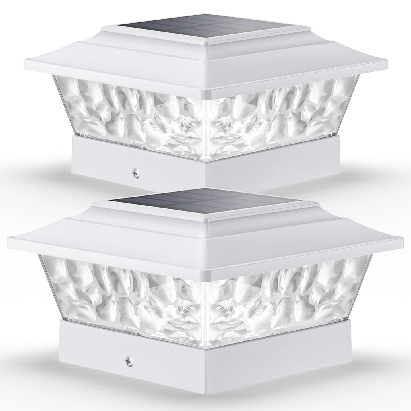 Siedinlar Solar Post Lights Outdoor 12 Leds 4 Modes Post Cap Light For 4X4 5X5 6X6 Wooden Vinyl Fence Deck Posts Patio Garden Decor  Warm/Cool White Dynamic Lighting (2 Pack  White)
