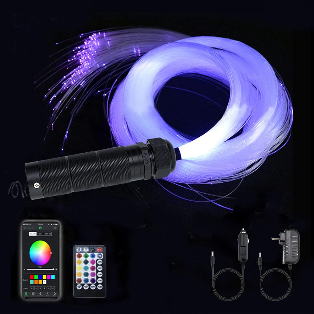 Azimom Car Use 6W Rgbw 150Pcs 0.03In 6.5Ft Fiber Optic Lights Starlight Ceiling Light Kit End Glow Optic Cable Music Mode App Remote Sensory Lighting Indoor Home Headliner Decoration