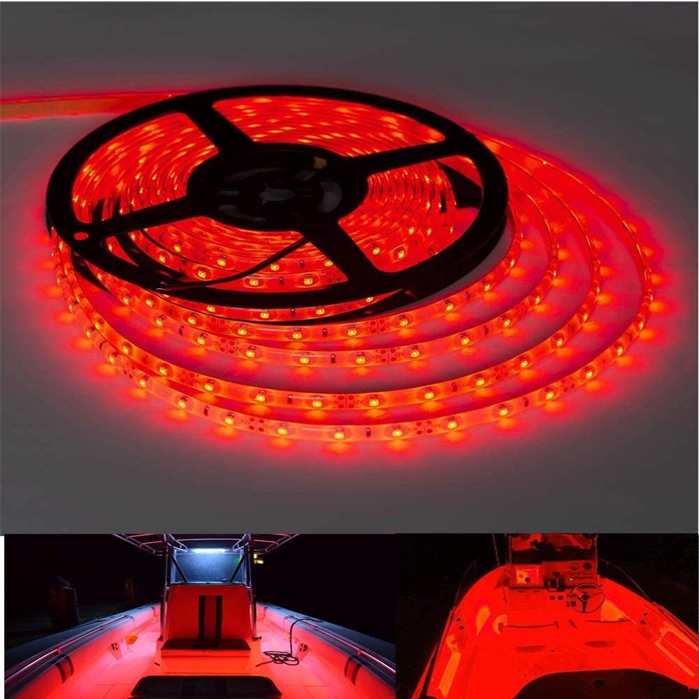 Vbakor 25Ft Led Boat Lights  Waterproof Marine Pontoon Led Strip Lights  Boat Deck Interior Light  Boats Accessories  Under  nel Lighting  Night Fishing Light For Pontoon Fishing Boats (Red)