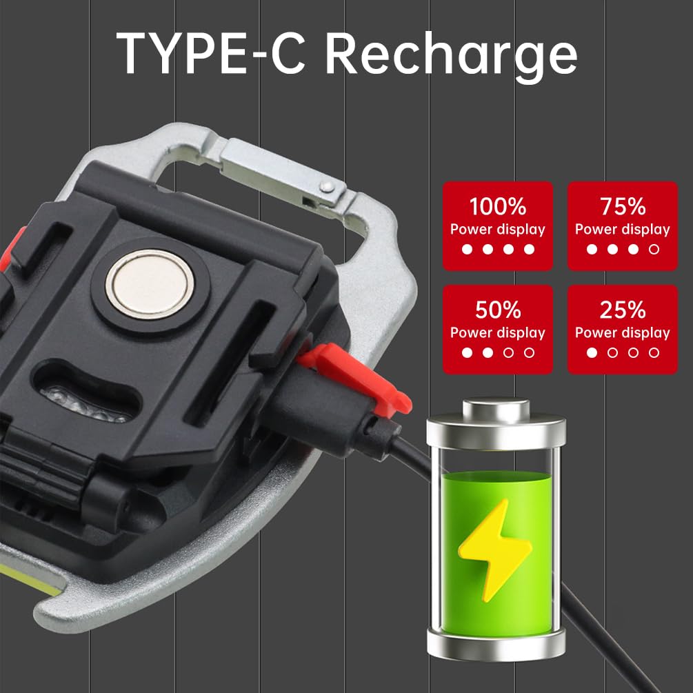 By-J Led Small Flashlight  Snap-On Key Chain Light  Cob Multi-Function Mini Work Light  600 Lumens Rechargeable  7 Lighting Modes With Fire Starter  Seat Belt Cutter  Screwdriver  Whistle  Yellow