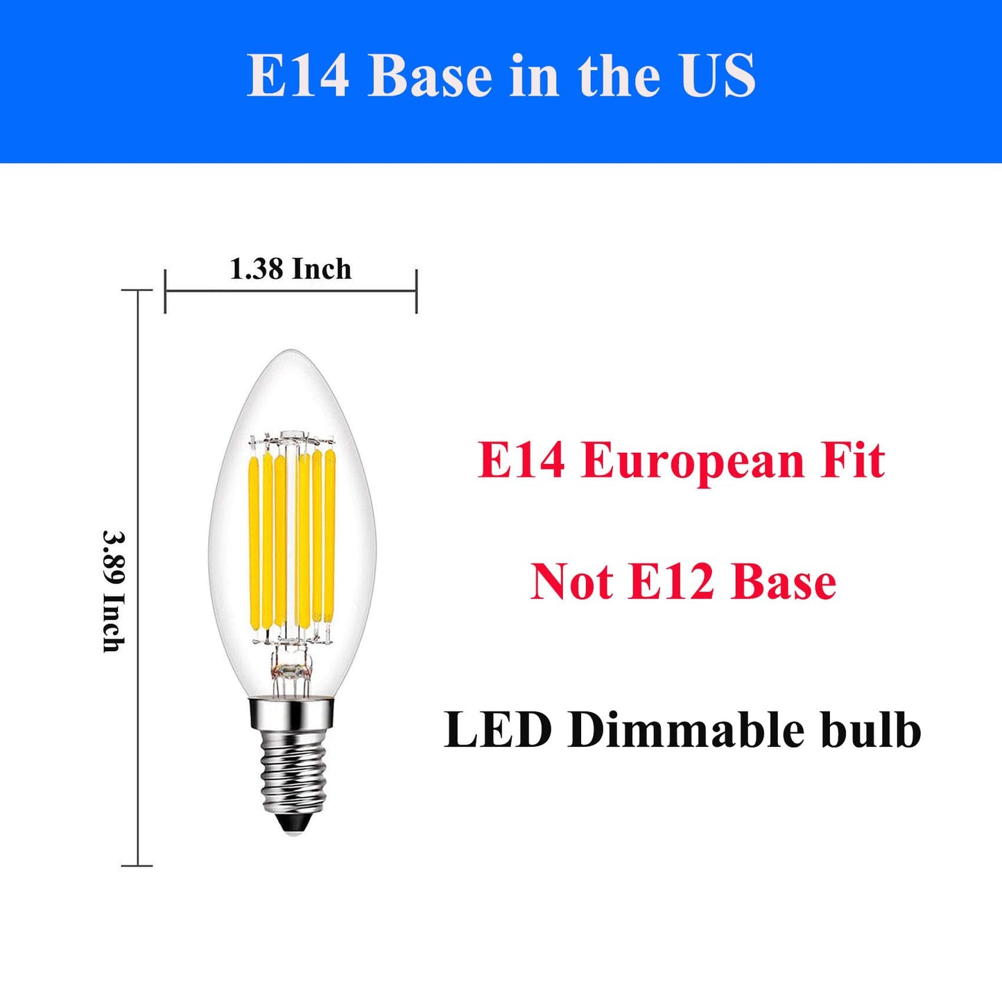 E14 Led Bulb Dimmable 60W Equivalent 2700K Warm White  E14 Light Bulbs European Base 6W 600Lumens Ac120V  E14 Edison Bulb For Turkish Lamp Light Bulb Replacement  4 Pack